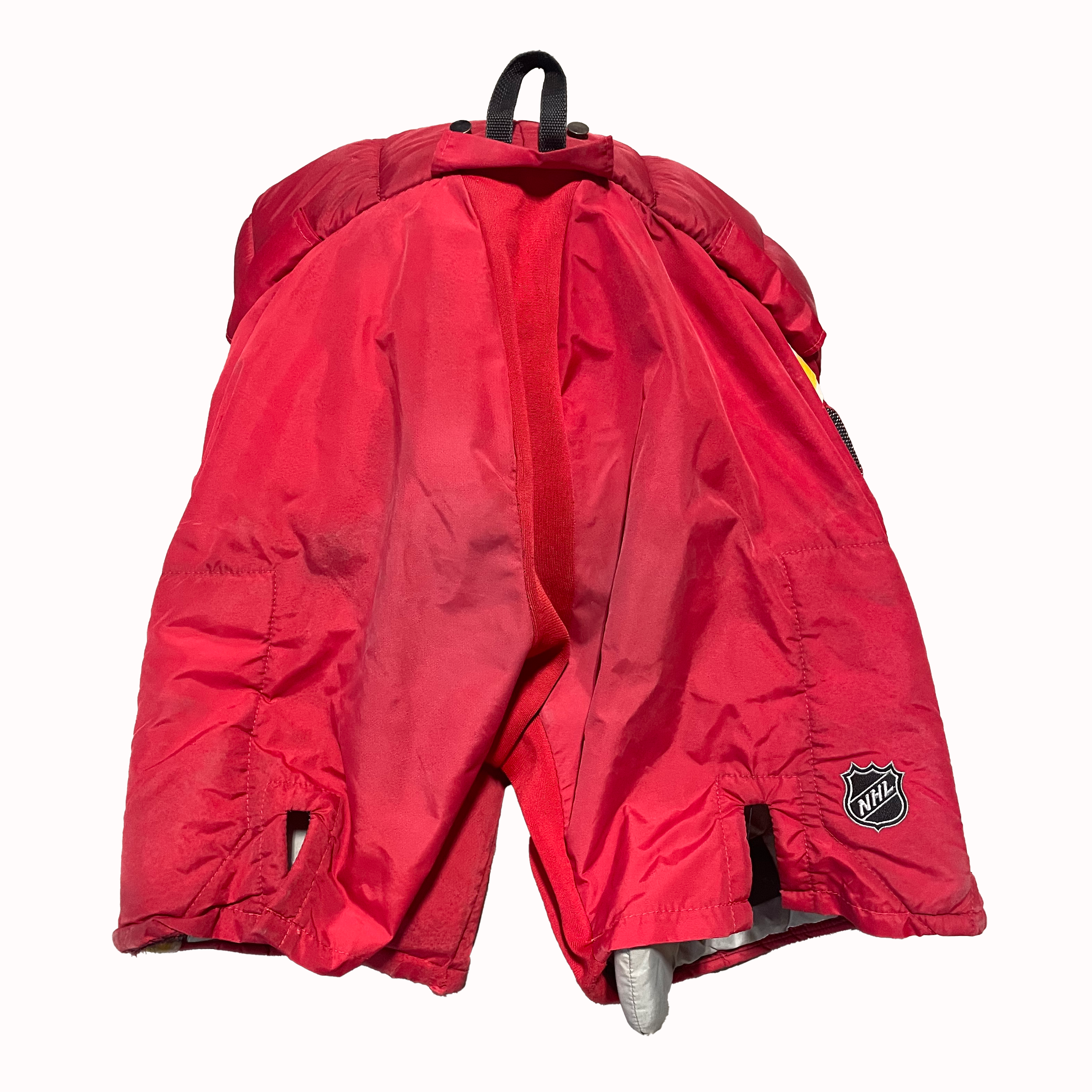 Vaughn - Pantalon de gardien de but personnalisé NHL Pro d'occasion - Flames de Calgary (rouge/blanc/jaune)